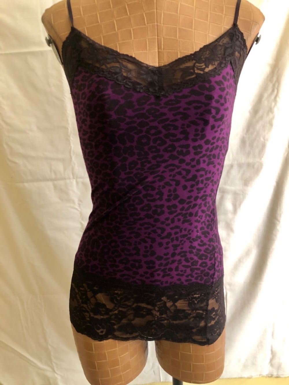 Cami/Tank Black Lace & Purple Animal Print SM - Picture 6 of 9